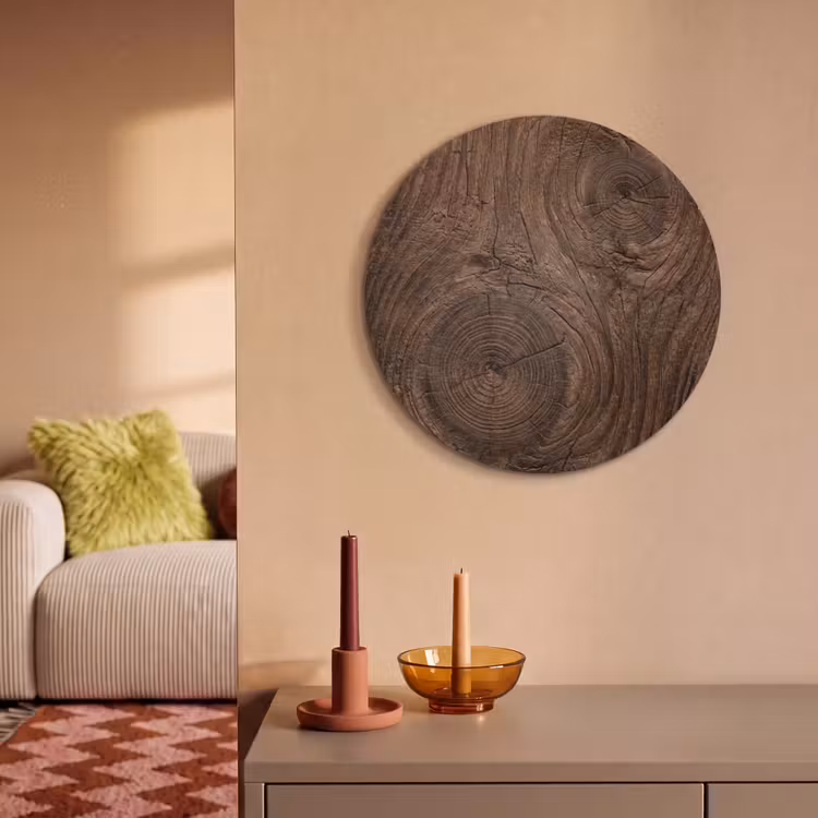 Akoestisch schilderij rond - Houtnerf - Textuur - Patroon - Bruin - Rustiek — 2