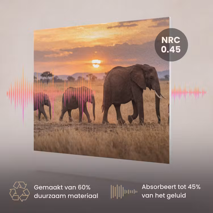 Akoestisch schilderij - Olifanten - Savanne - Zonsondergang - Afrika - Warm — 3