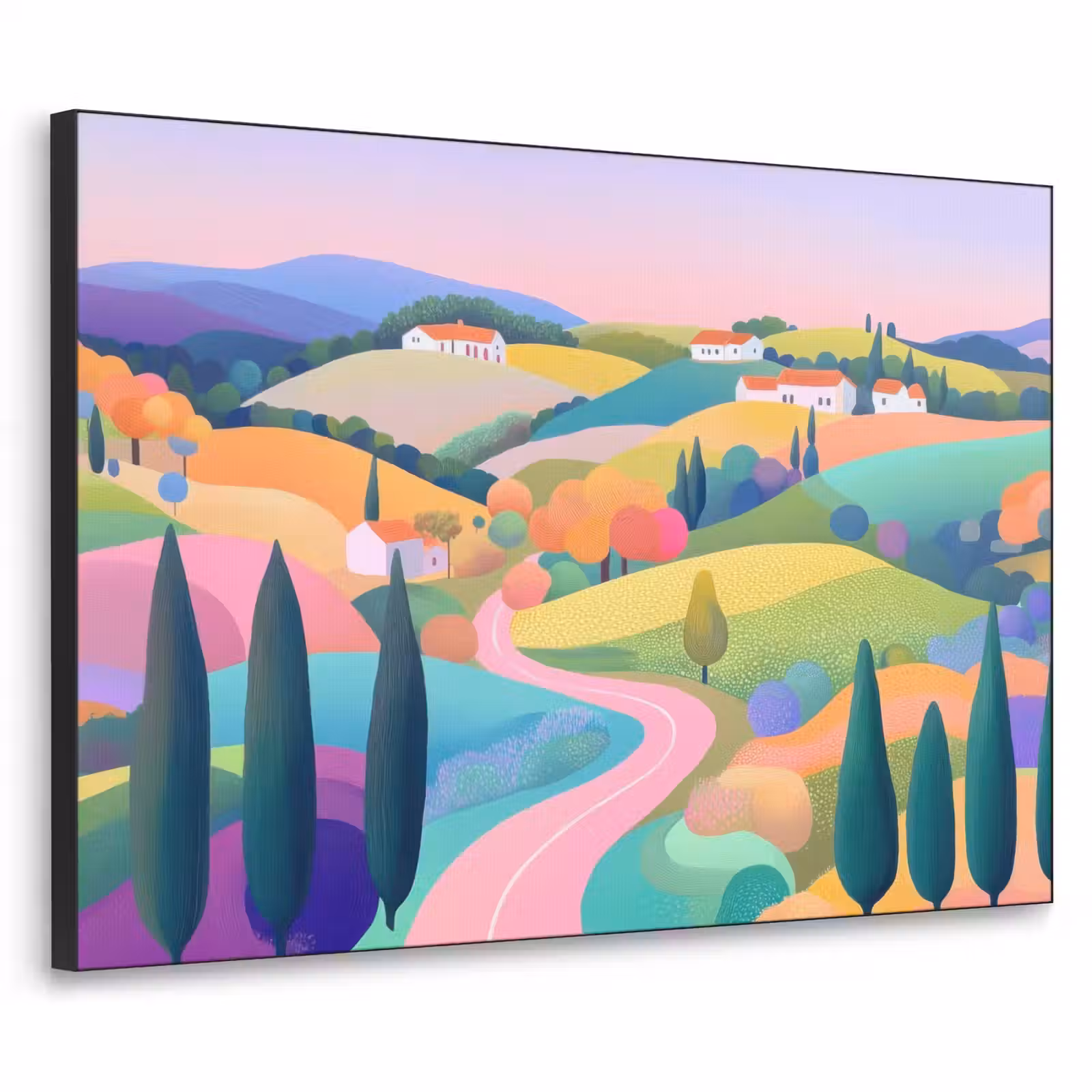 Art Frame - Landschap - Paars - Pastel - Huizen — 1
