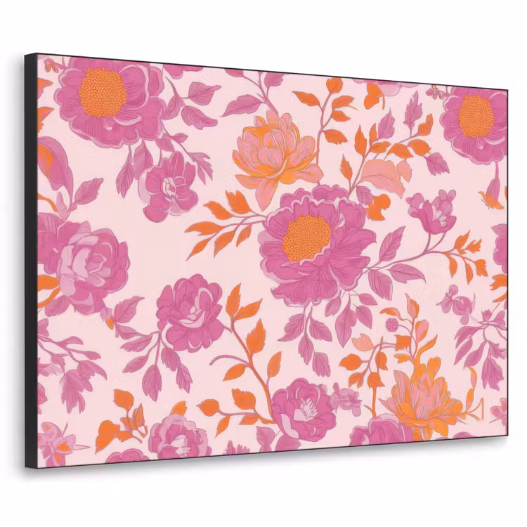 Art Frame - Bloemenpatroon - Roze - Oranje - Bloemen — 1