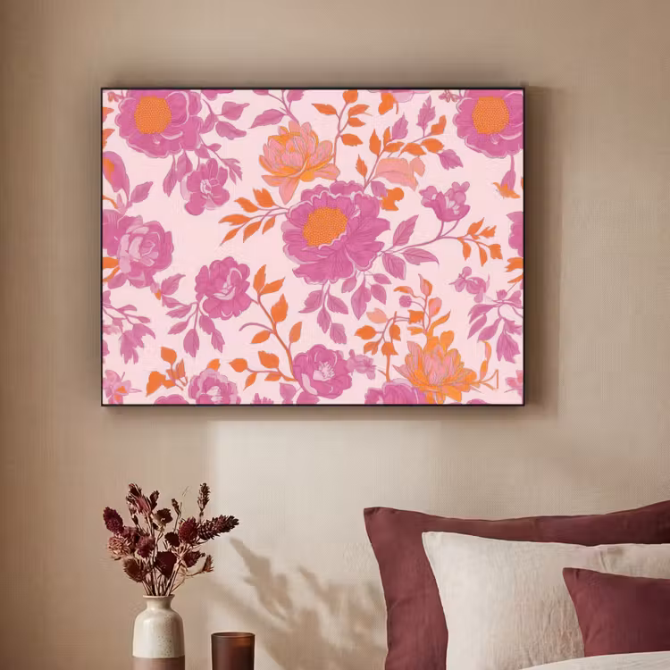 Art Frame - Bloemenpatroon - Roze - Oranje - Bloemen — 3