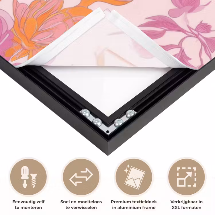 Art Frame - Bloemenpatroon - Roze - Oranje - Bloemen — 4