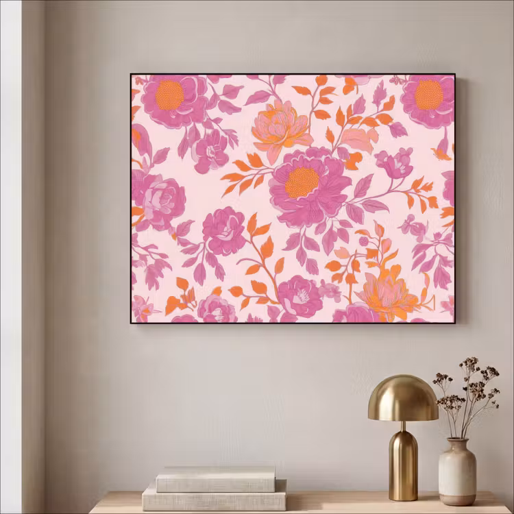 Art Frame - Bloemenpatroon - Roze - Oranje - Bloemen — 5