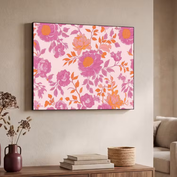 Art Frame - Bloemenpatroon - Roze - Oranje - Bloemen — 7