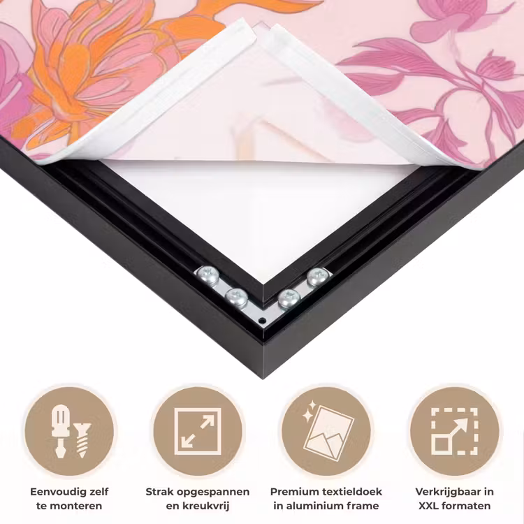 Art Frame - Bloemenpatroon - Roze - Oranje - Bloemen — 8