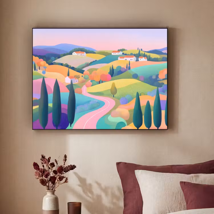 Art Frame - Landschap - Paars - Pastel - Huizen — 3