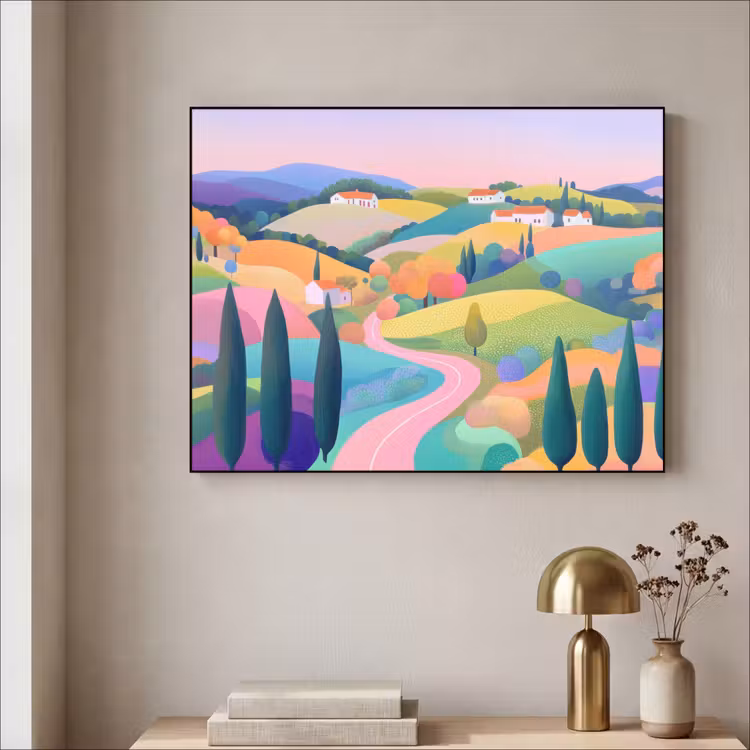 Art Frame - Landschap - Paars - Pastel - Huizen — 5