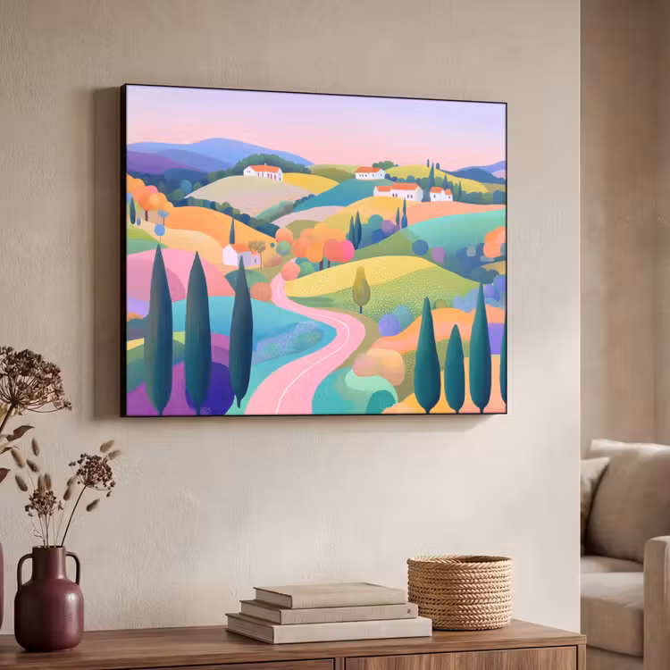 Art Frame - Landschap - Paars - Pastel - Huizen — 7
