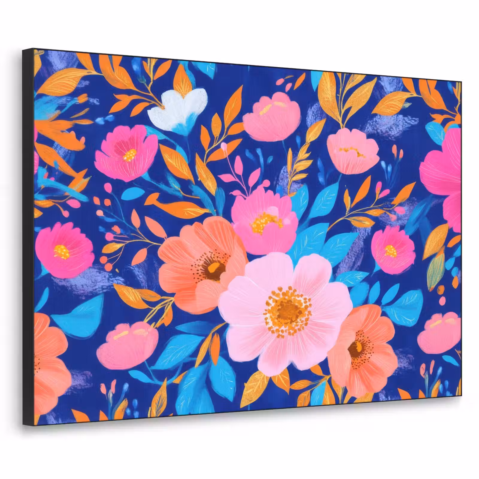 Art Frame - Bloemen - Blauw - Roze — 1