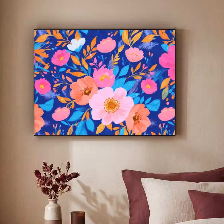 Art Frame - Bloemen - Blauw - Roze — 3