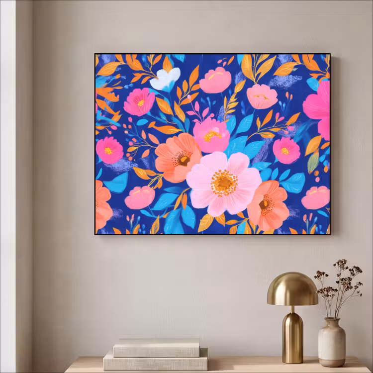 Art Frame - Bloemen - Blauw - Roze — 5