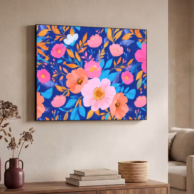 Art Frame - Bloemen - Blauw - Roze — 7