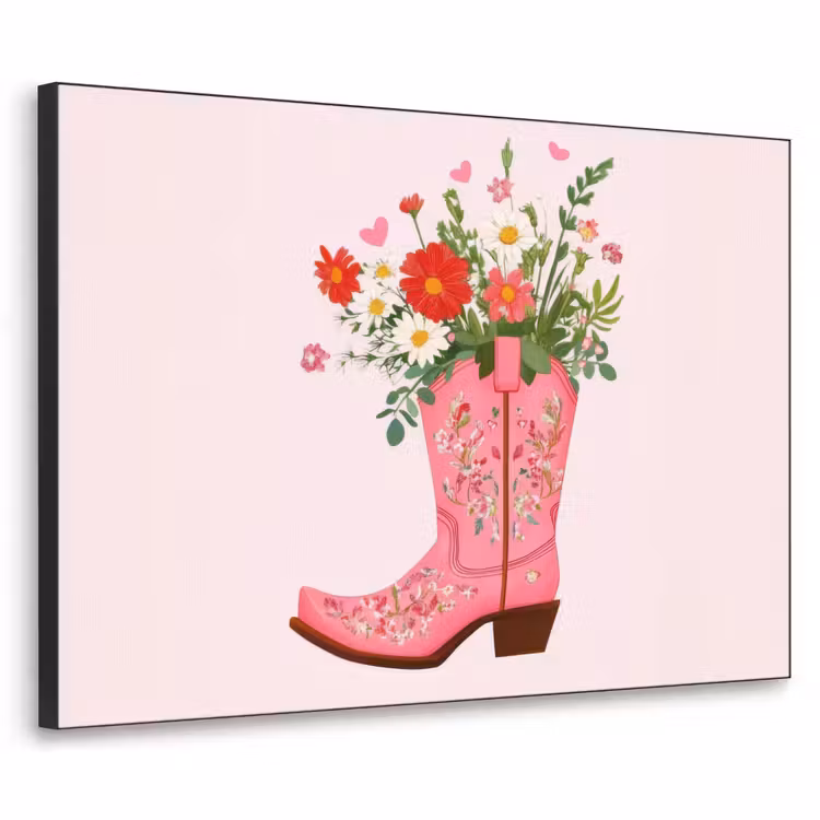 Art Frame - Cowboylaarzen - Roze - Boeket - Bloemen — 1