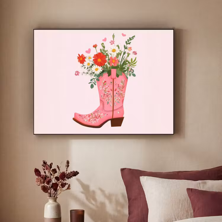Art Frame - Cowboylaarzen - Roze - Boeket - Bloemen — 3