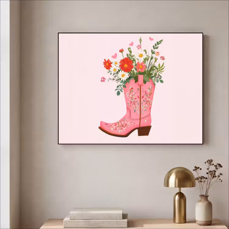 Art Frame - Cowboylaarzen - Roze - Boeket - Bloemen — 5