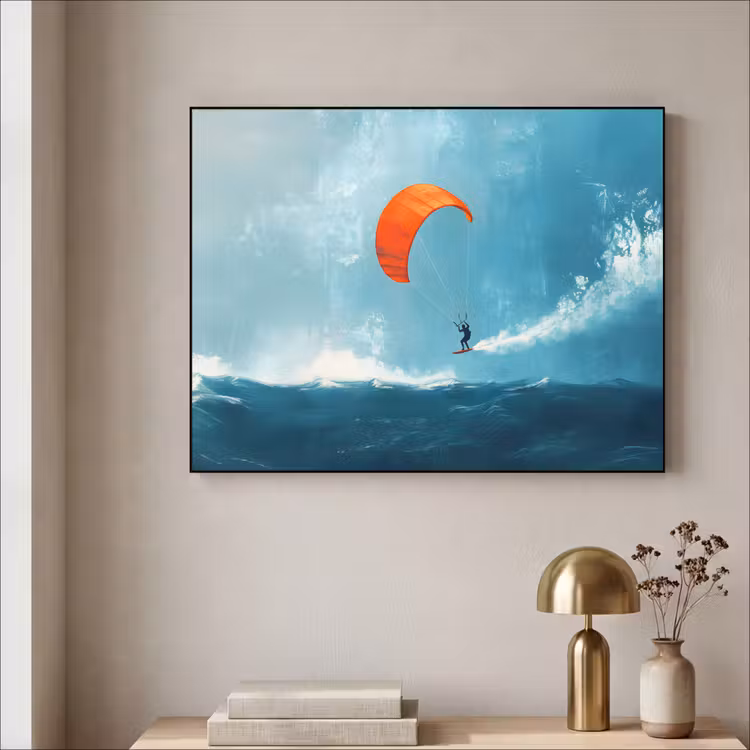Art Frame - Kitesurfer - Oranje - Zee - Lucht — 5