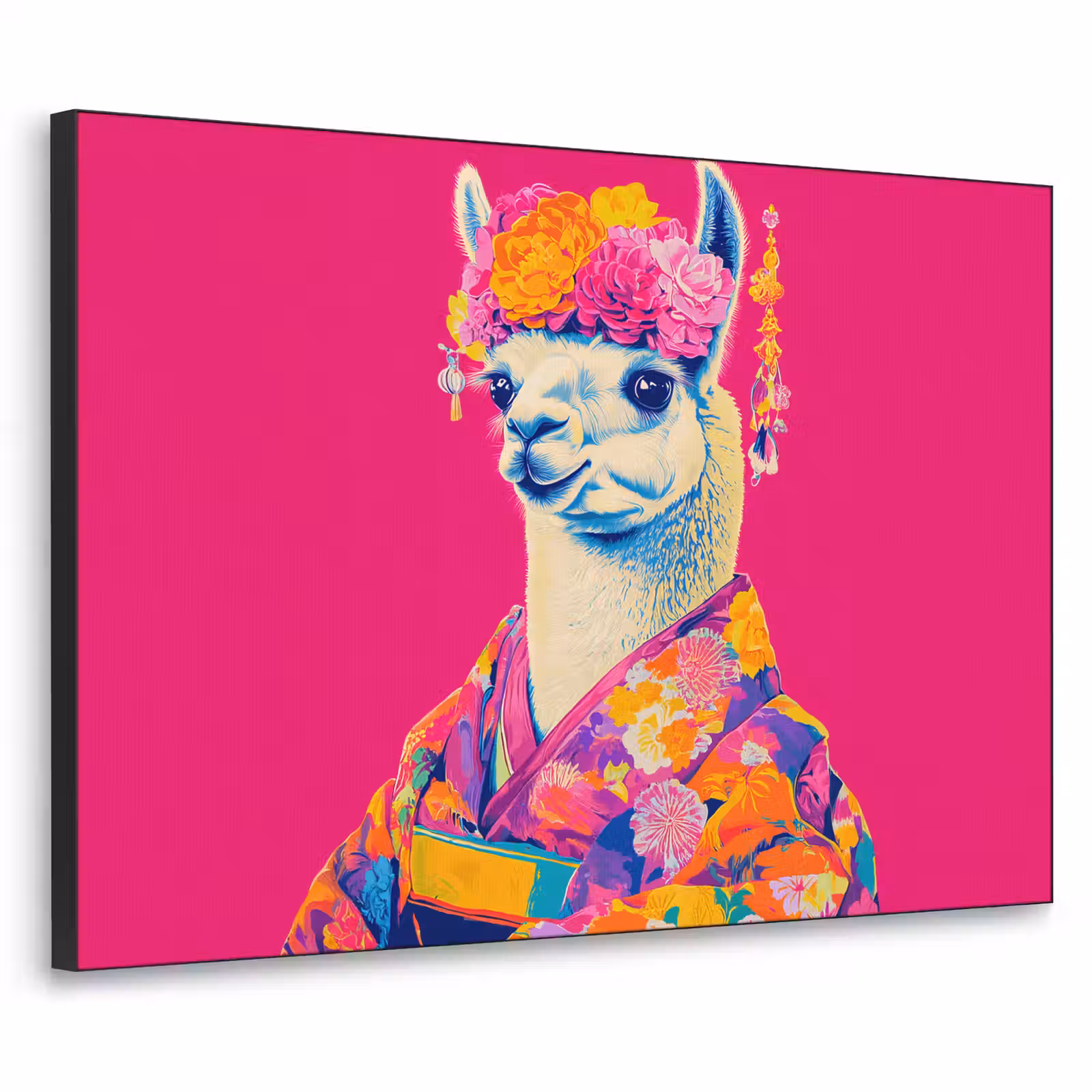 Art Frame - Lama - Kimono - Bloemenkrans - Felroze — 1