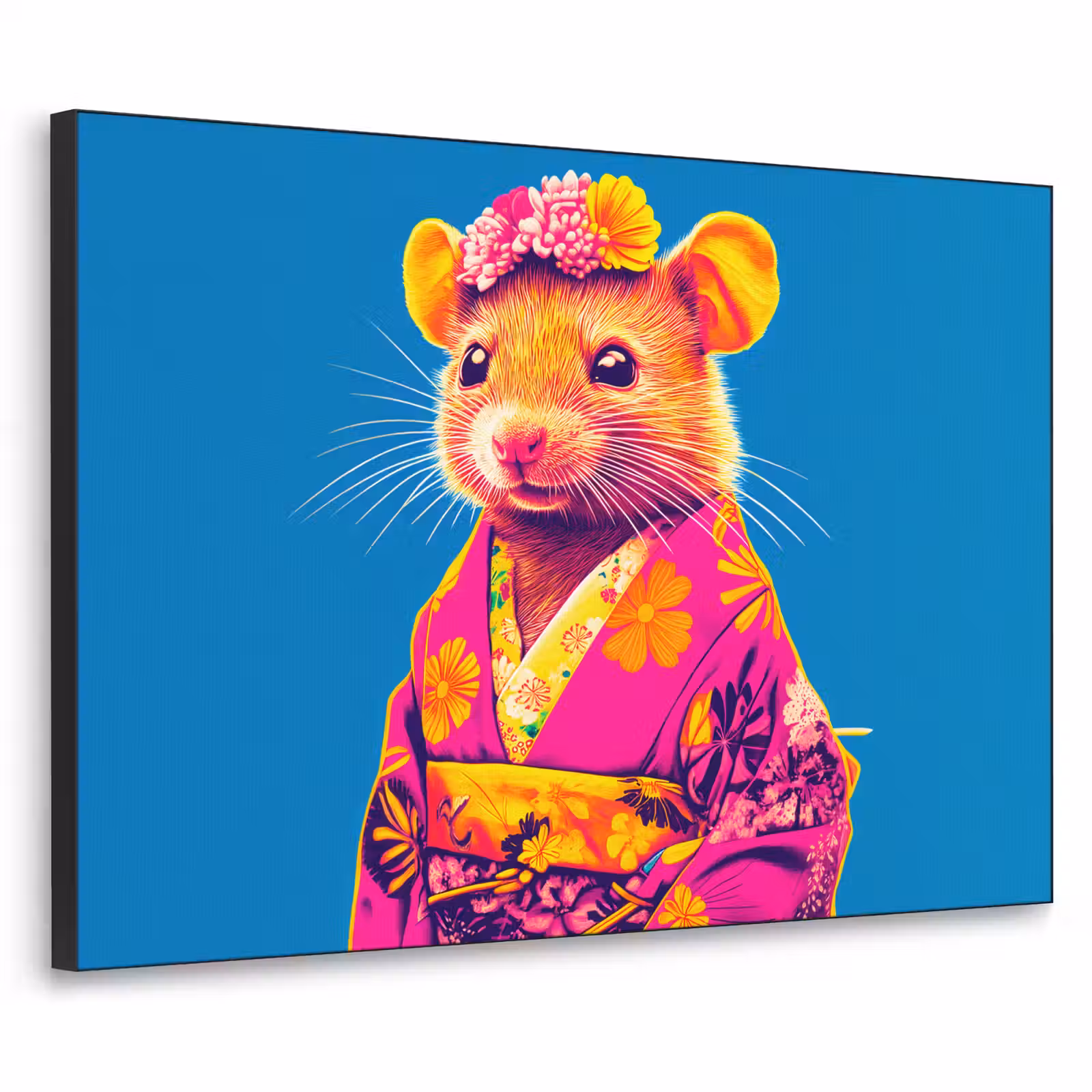 Art Frame - Muis - Kimono - Bloemen - Blauw — 1
