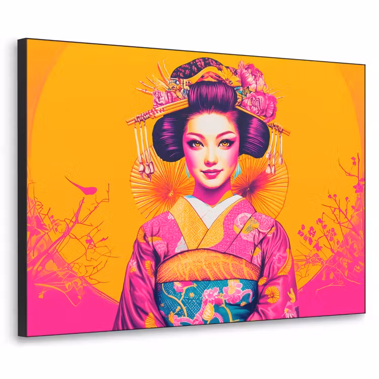 Art Frame - Bloemen - Vrouw - Kimono - Roze — 1