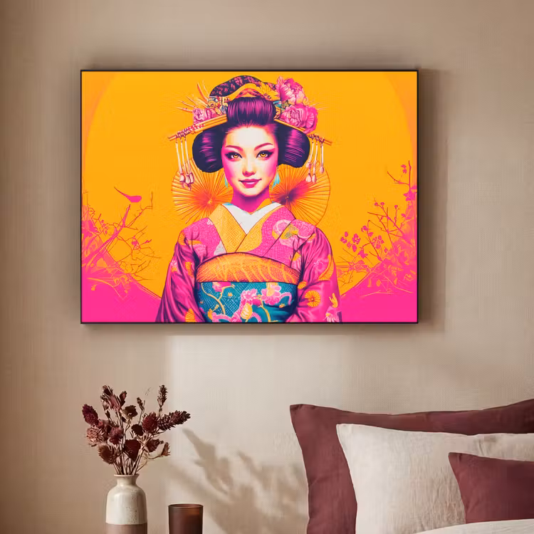Art Frame - Bloemen - Vrouw - Kimono - Roze — 3