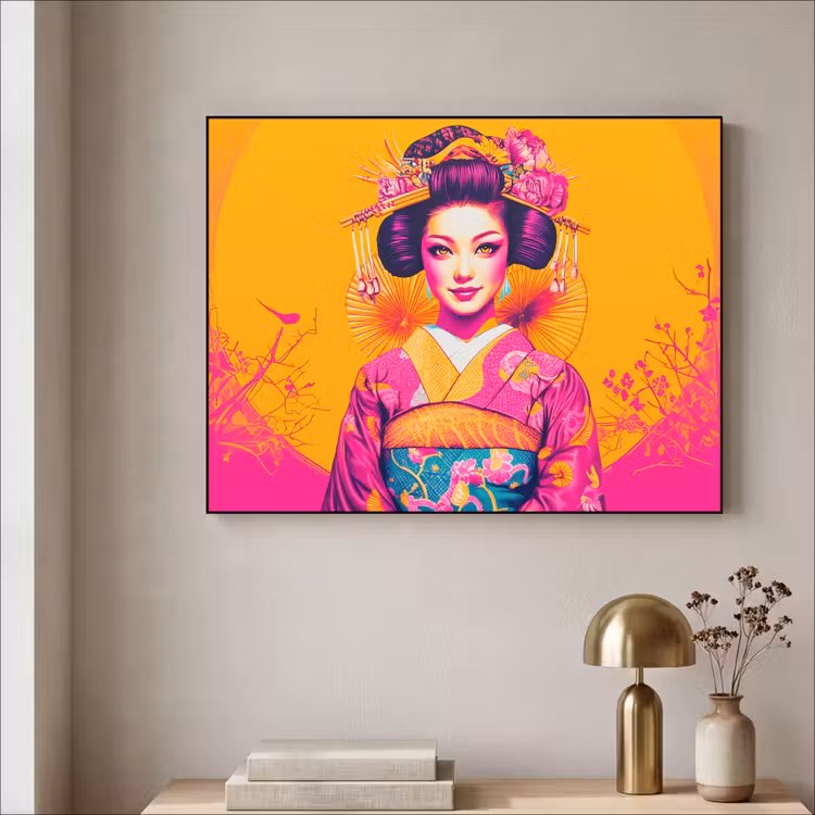 Art Frame - Bloemen - Vrouw - Kimono - Roze — 5