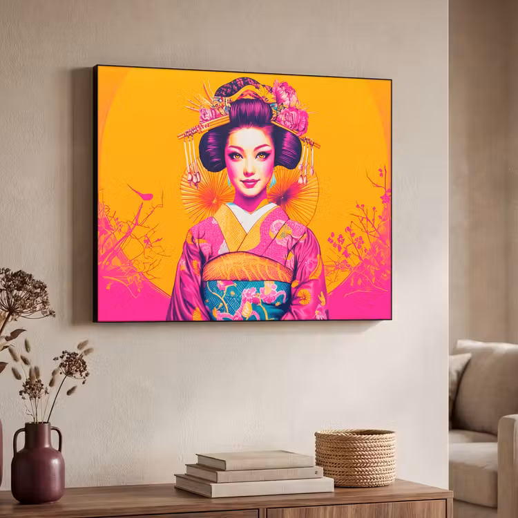 Art Frame - Bloemen - Vrouw - Kimono - Roze — 7