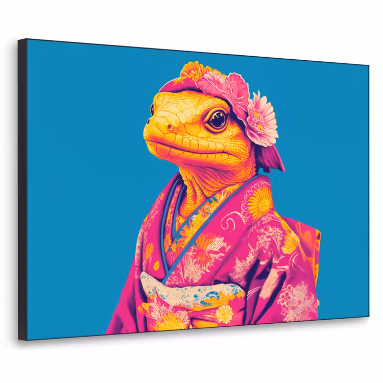 Art Frame - Bloemenkrans - Hagedis - Kimono - Paars — 1