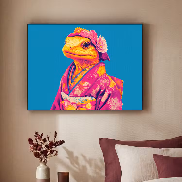 Art Frame - Bloemenkrans - Hagedis - Kimono - Paars — 3