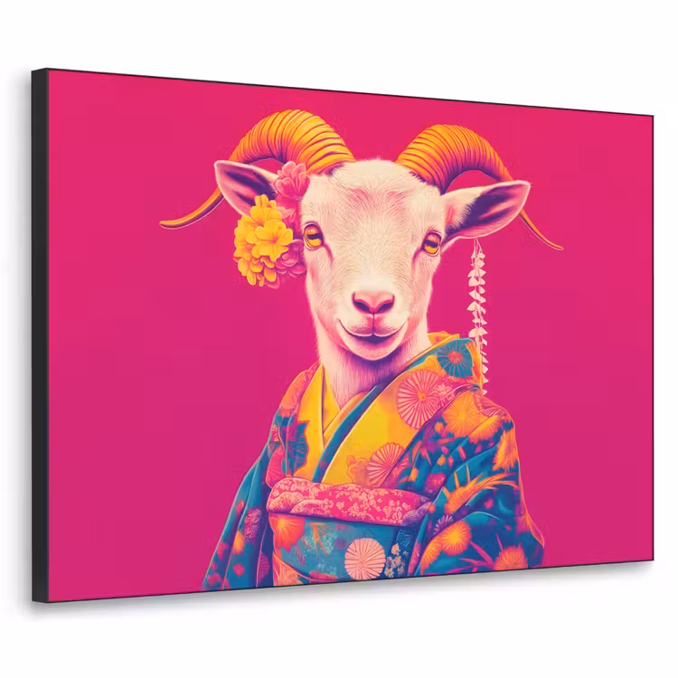 Art Frame - Geit - Hoorns - Kimono - Kleurrijk — 1
