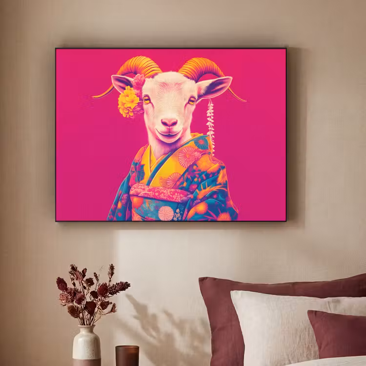 Art Frame - Geit - Hoorns - Kimono - Kleurrijk — 3