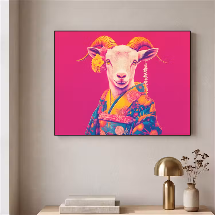 Art Frame - Geit - Hoorns - Kimono - Kleurrijk — 5