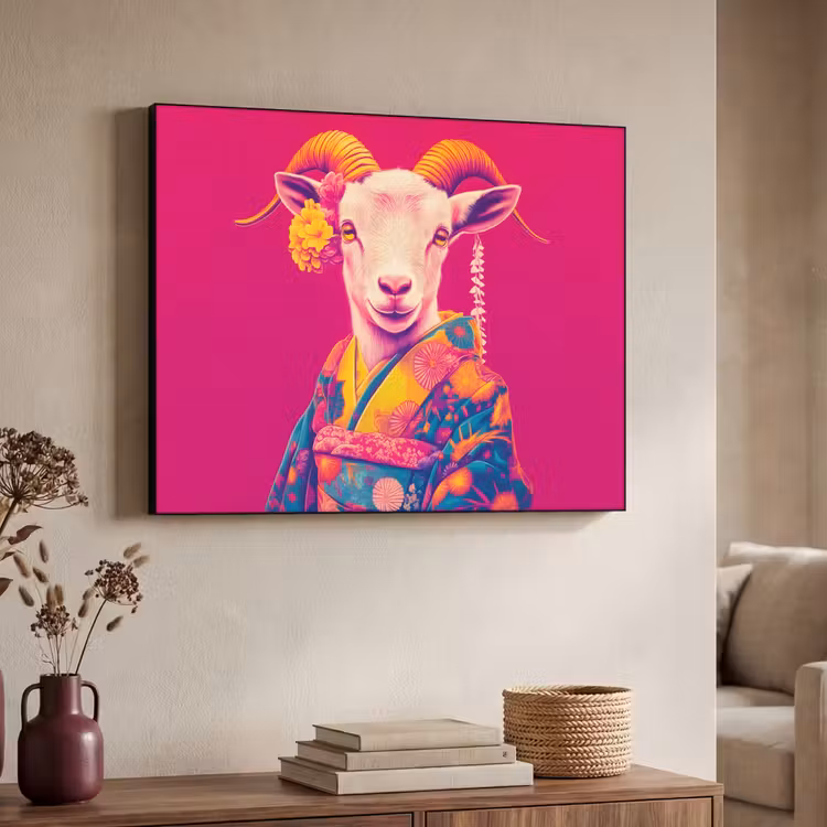 Art Frame - Geit - Hoorns - Kimono - Kleurrijk — 7