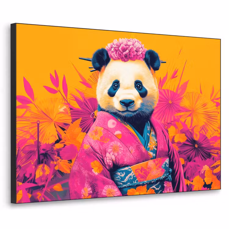 Art Frame - Kimono - Roze - Panda - Bloemenkroon — 1