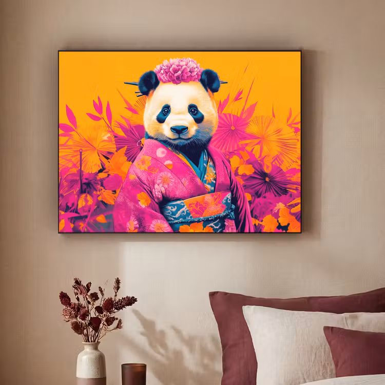 Art Frame - Kimono - Roze - Panda - Bloemenkroon — 3