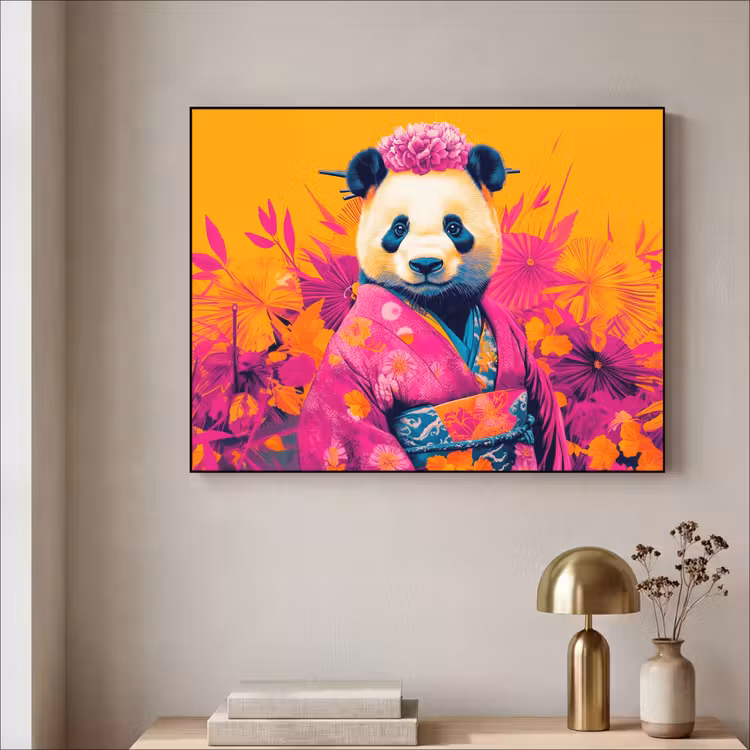 Art Frame - Kimono - Roze - Panda - Bloemenkroon — 5