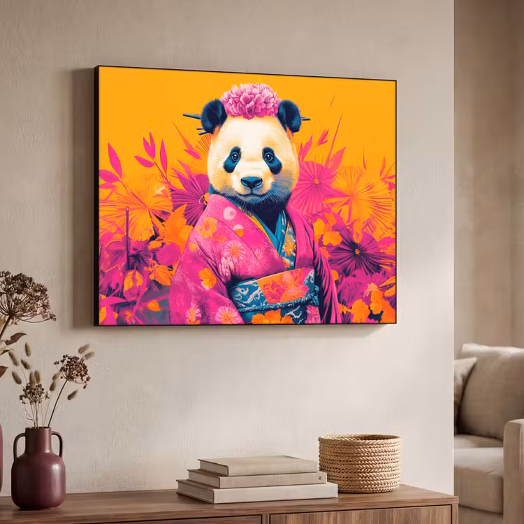 Art Frame - Kimono - Roze - Panda - Bloemenkroon — 7