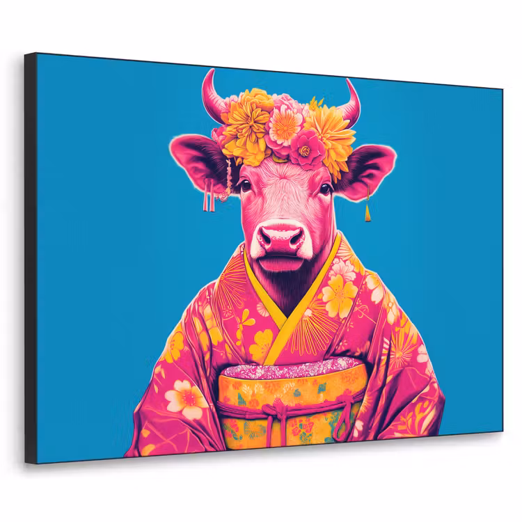 Art Frame - Koe - Bloemenkrans - Oorhangers - Kimono — 1