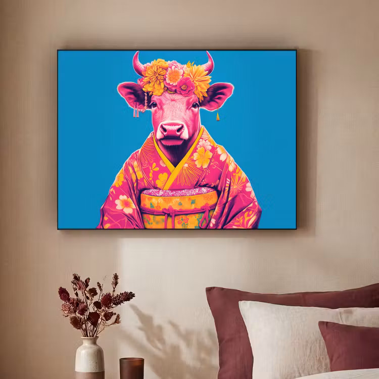 Art Frame - Koe - Bloemenkrans - Oorhangers - Kimono — 3
