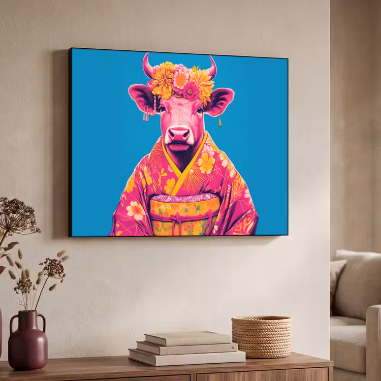 Art Frame - Koe - Bloemenkrans - Oorhangers - Kimono — 7