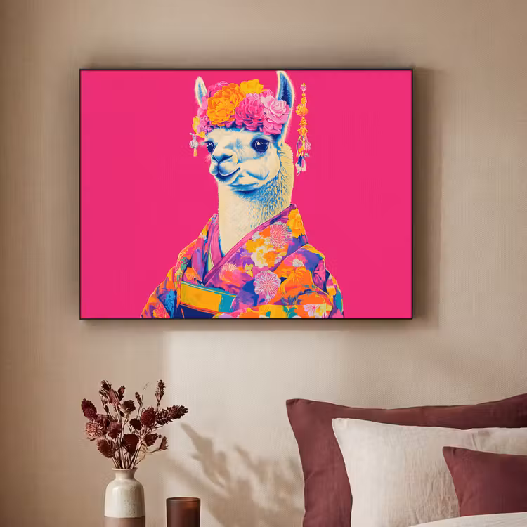 Art Frame - Lama - Kimono - Bloemenkrans - Felroze — 3