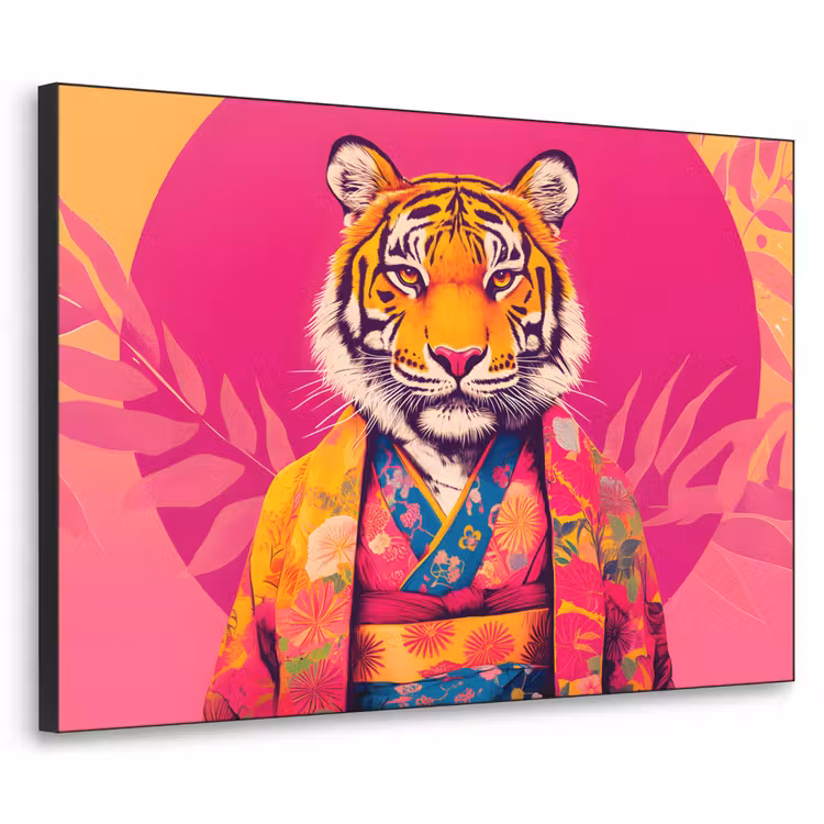 Art Frame - Tijger - Kimono - Planten - Roze — 1