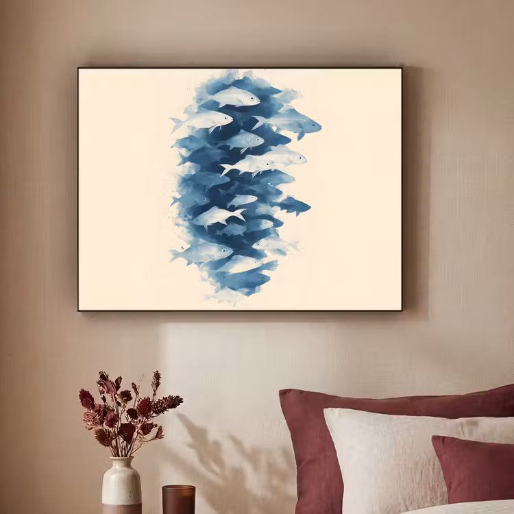 Art Frame - Vissen - Minimalistisch - Blauw — 3