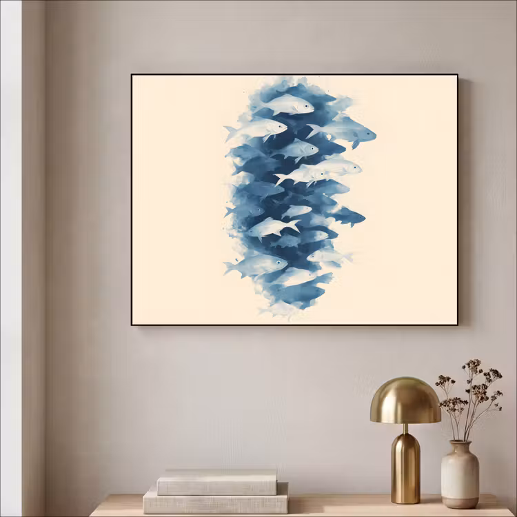 Art Frame - Vissen - Minimalistisch - Blauw — 5