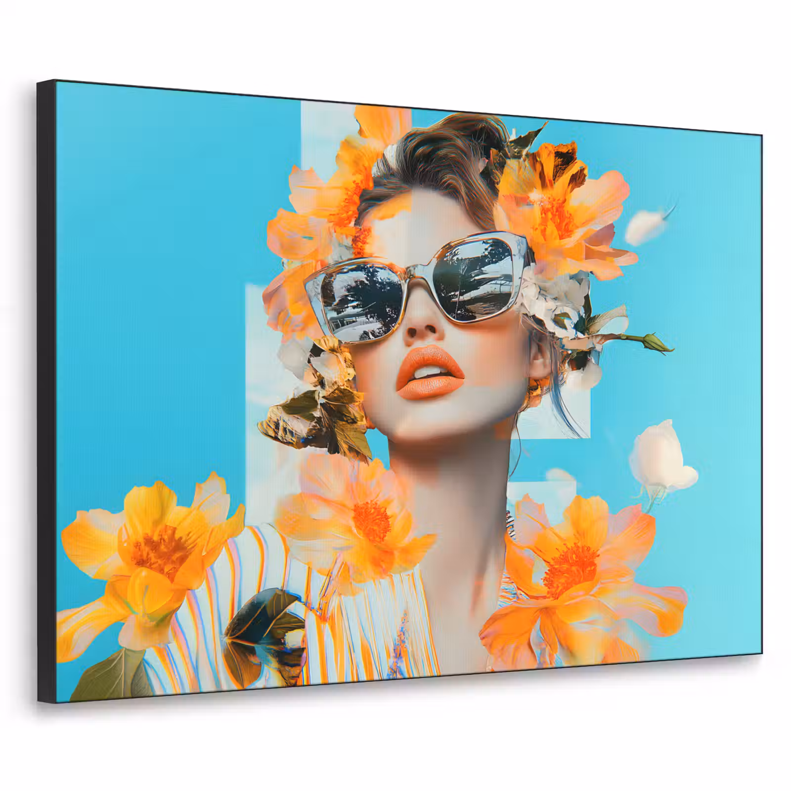 Art Frame - Bloemen - Vrouw - Zonnebril - Blauw — 1