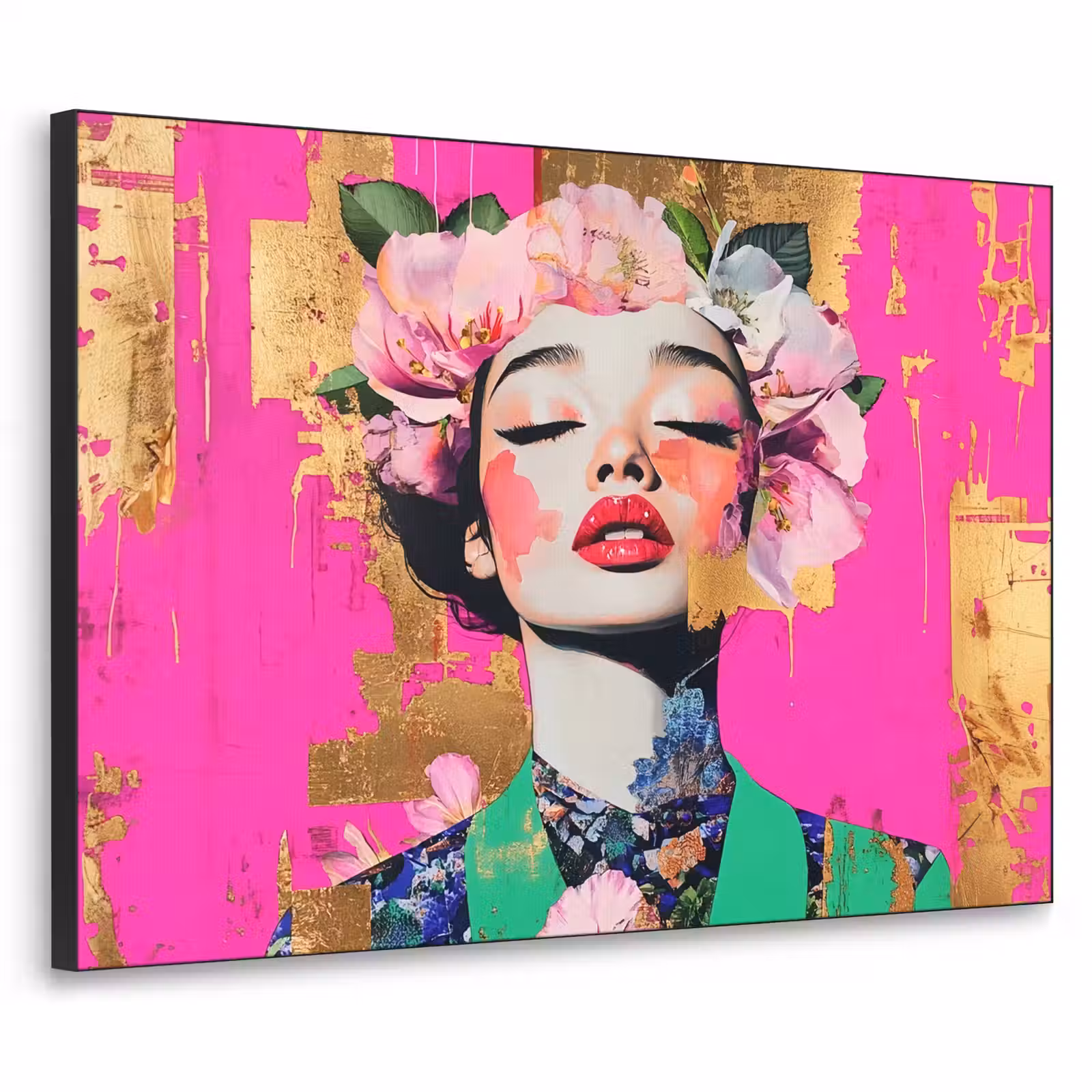 Art Frame - Bloemenkroon - Goud - Vrouw - Portret — 1