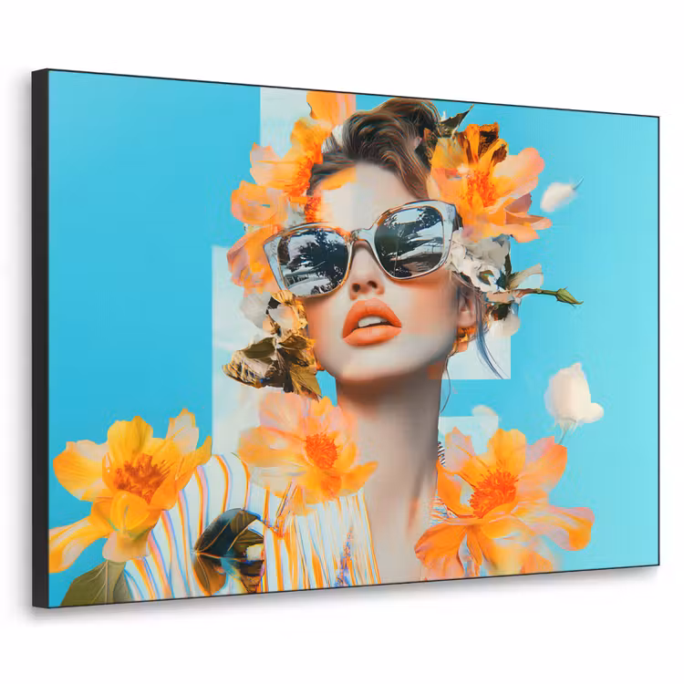 Art Frame - Bloemen - Vrouw - Zonnebril - Blauw — 1