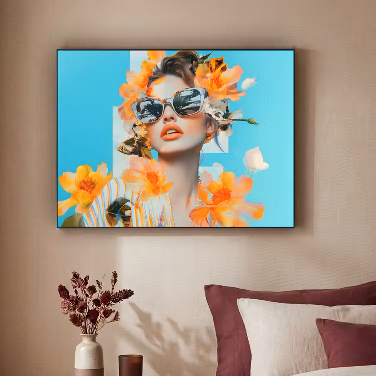 Art Frame - Bloemen - Vrouw - Zonnebril - Blauw — 3