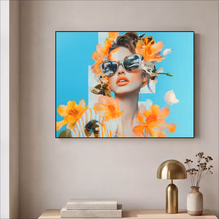 Art Frame - Bloemen - Vrouw - Zonnebril - Blauw — 5