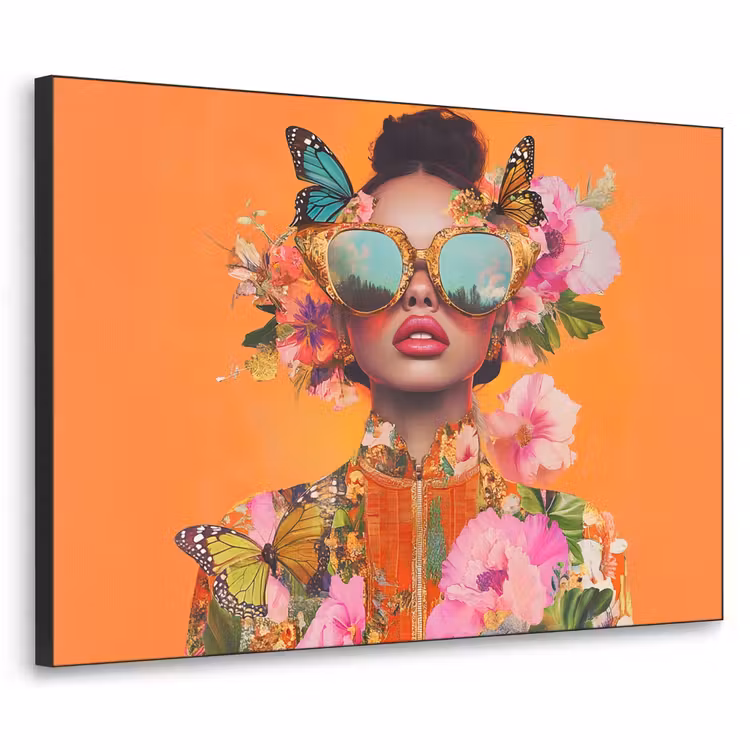Art Frame - Vlinders - Vrouw - Zonnebril - Kleurrijk — 1
