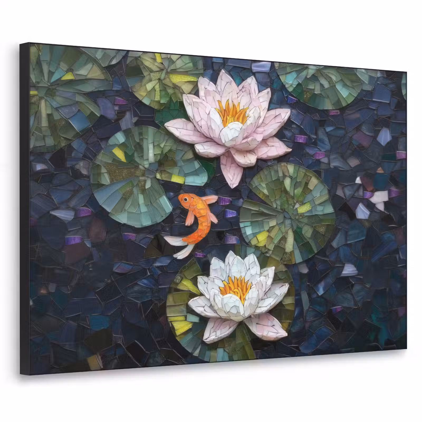 Art Frame - Glasstukjes - Leliebladeren - Vis - Oranje — 1
